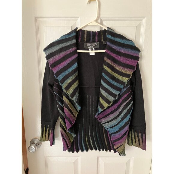 ANGEL by Sabri Ozel Knitted Multicolor open front Cardigan Sweater Top L - Picture 1 of 12